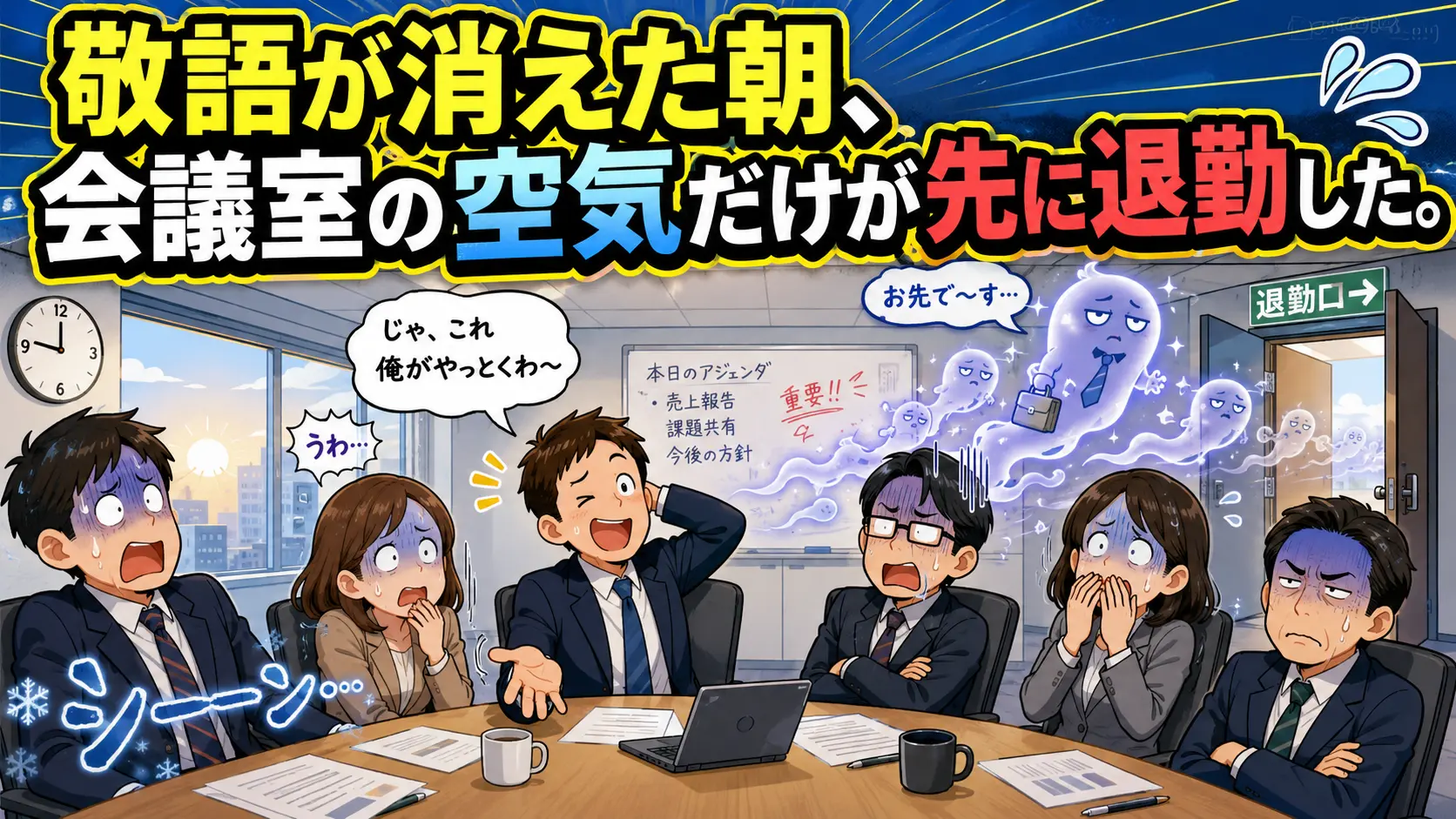 敬語が消えた朝、会議室の空気だけが先に退勤した。