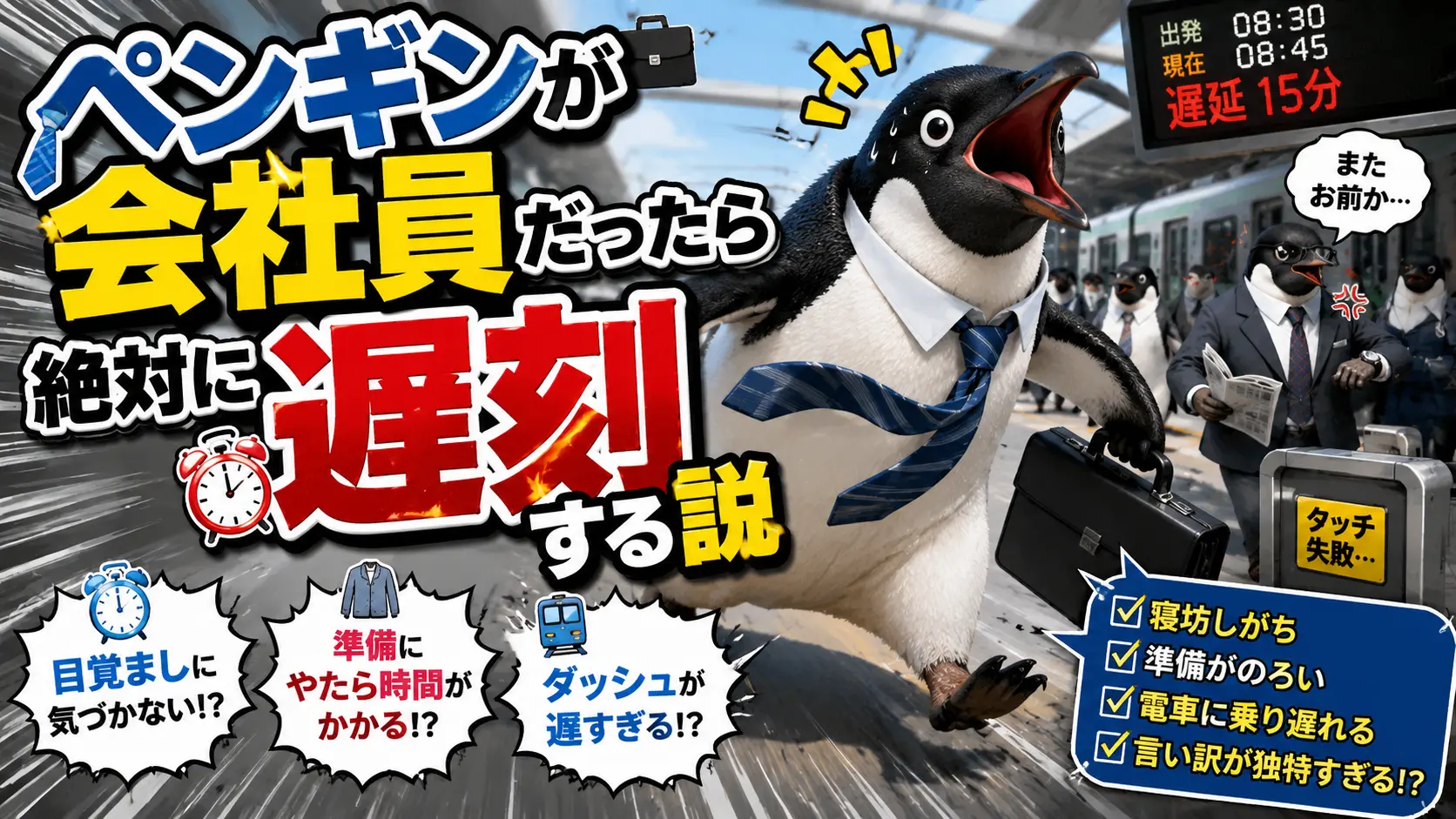 【ネタ】ペンギンが会社員だったら絶対に遅刻する説