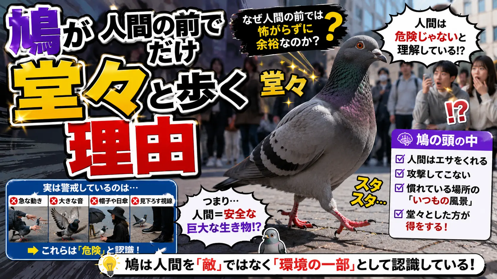 【謎仕様】鳩が人間の前でだけ堂々と歩く理由