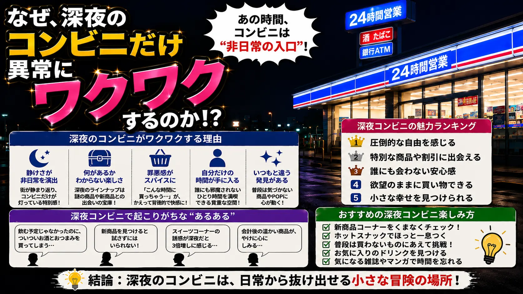 【考察】なぜ深夜のコンビニだけ異常にワクワクするのか