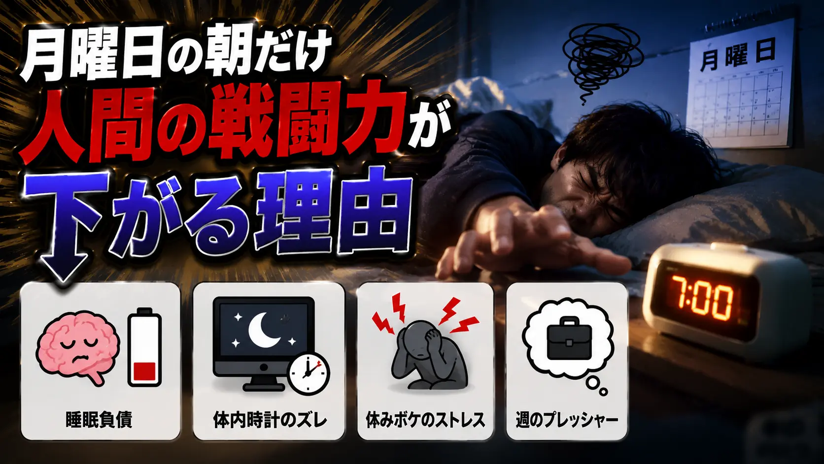 【悲報】月曜日の朝だけ人間の戦闘力が下がる理由