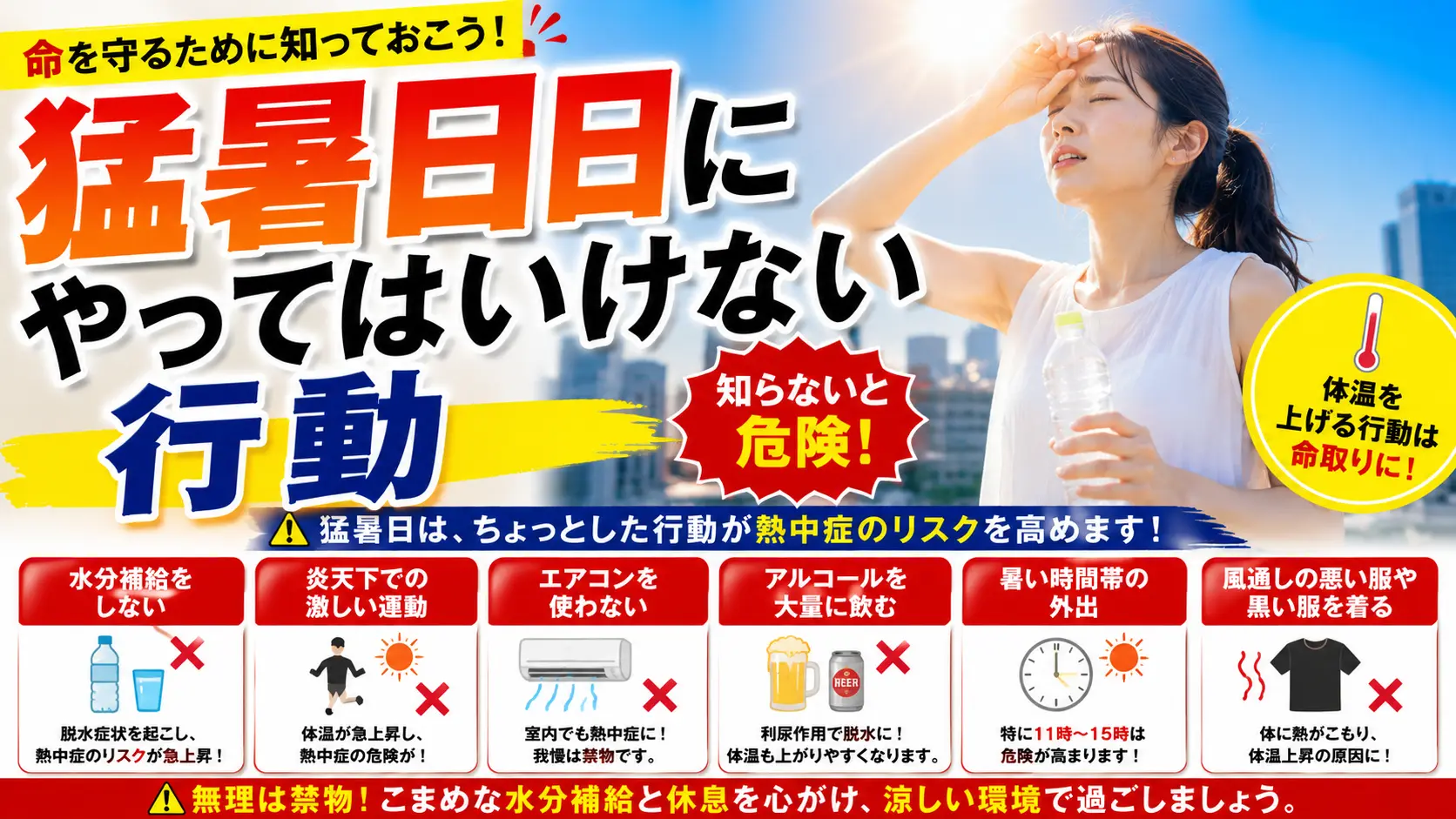 【注意喚起】猛暑日にやってはいけない行動